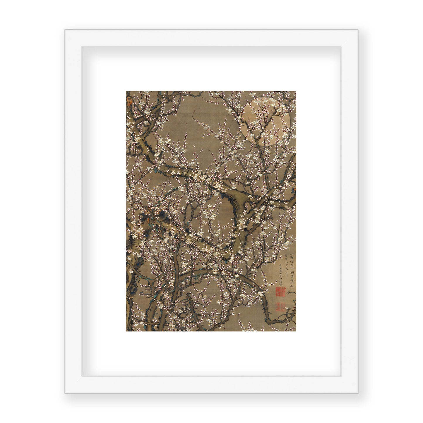 Ito Jakuchu - White Plum Blossoms and Moon