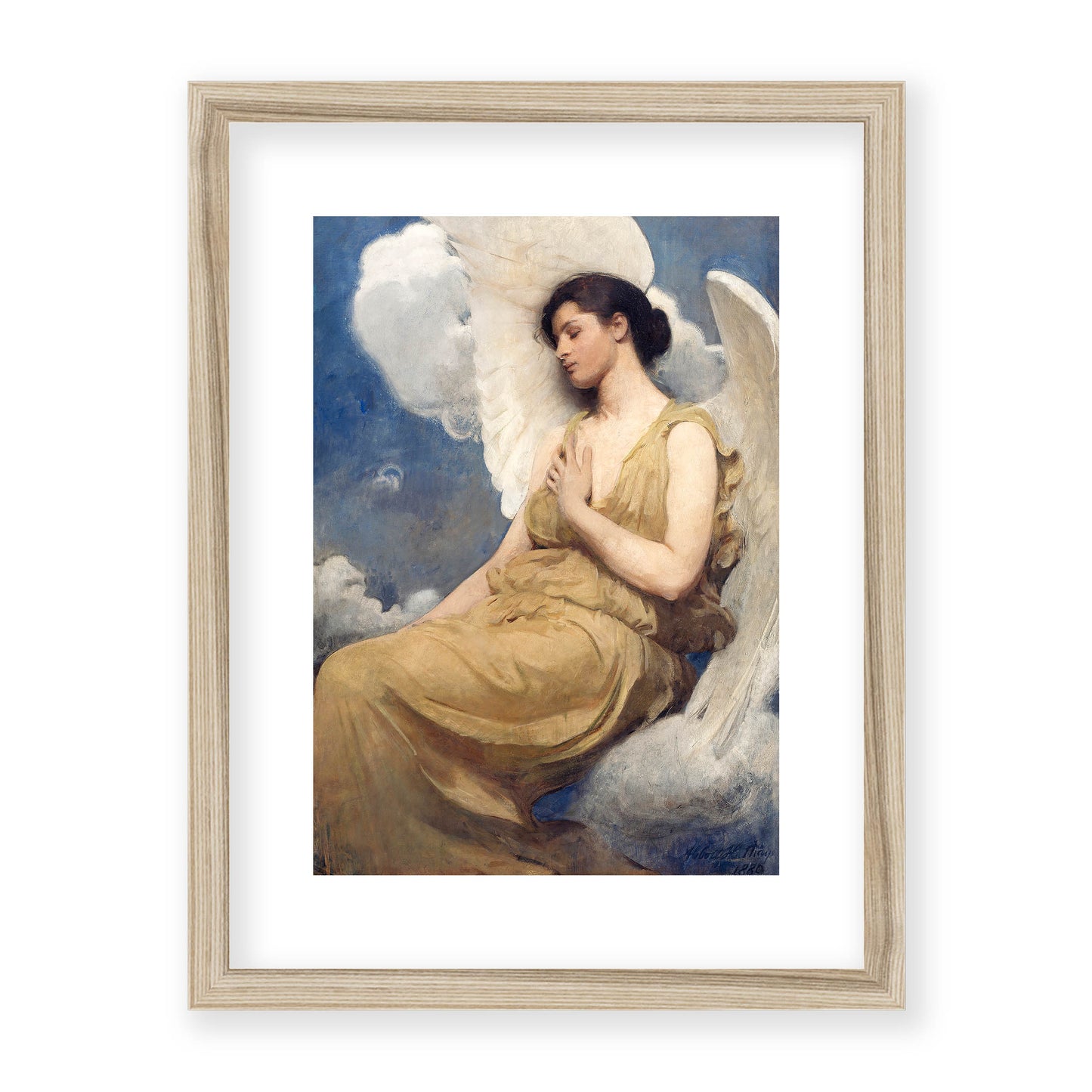 Abbott Handerson Thayer - Winged Figure. Natural Wood Framed and Mounted Print