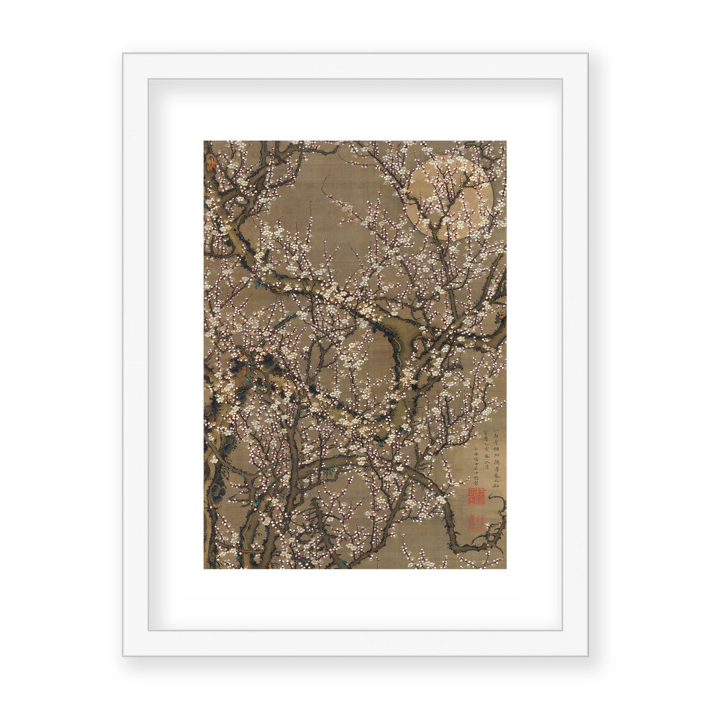 Ito Jakuchu - White Plum Blossoms and Moon