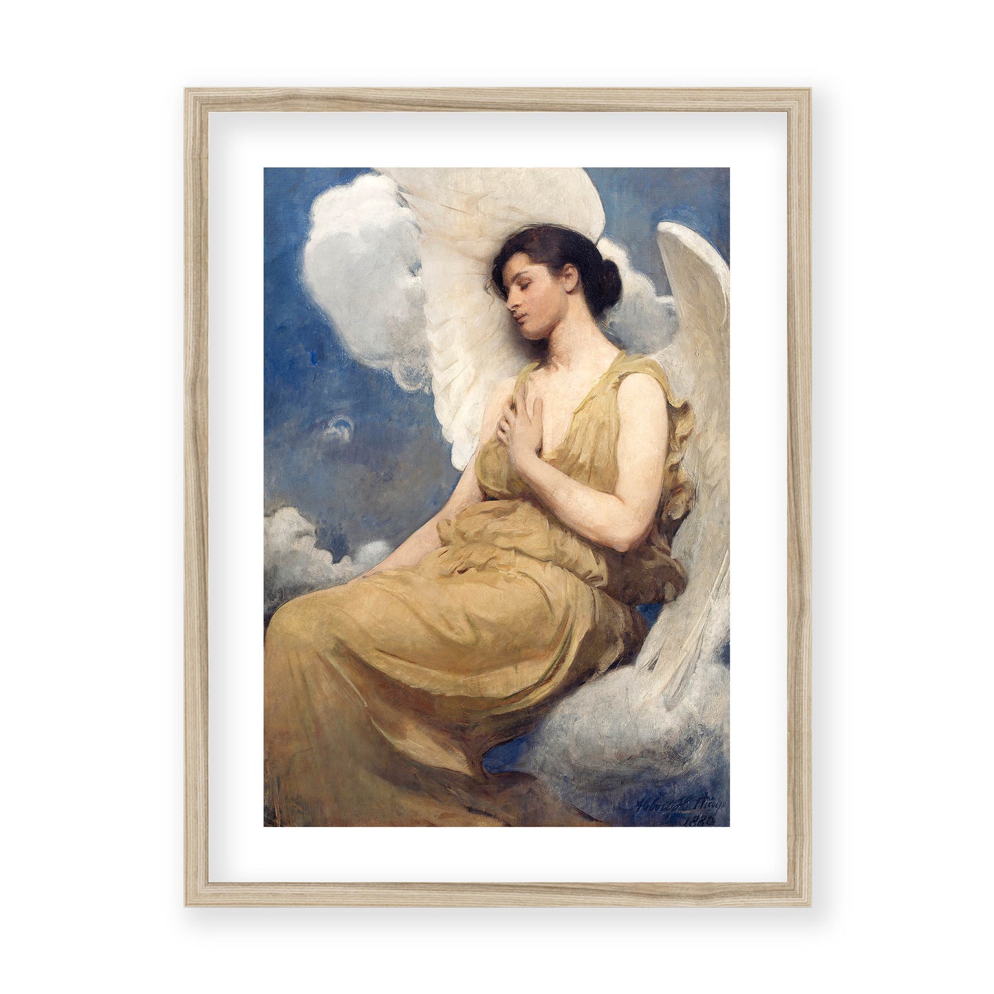 Abbott Handerson Thayer - Winged Figure. Natural Wood Framed and Mounted Print