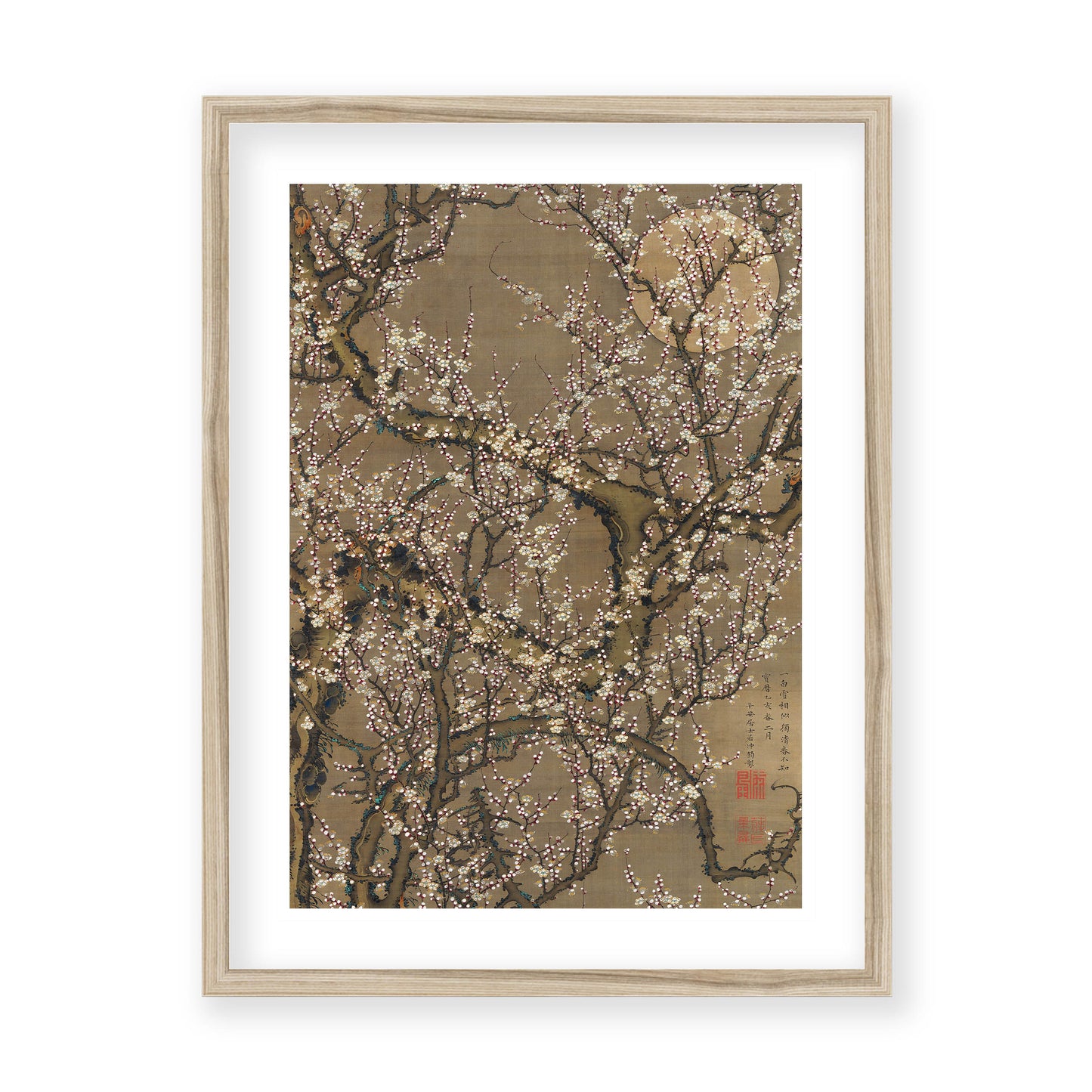 Ito Jakuchu - White Plum Blossoms and Moon