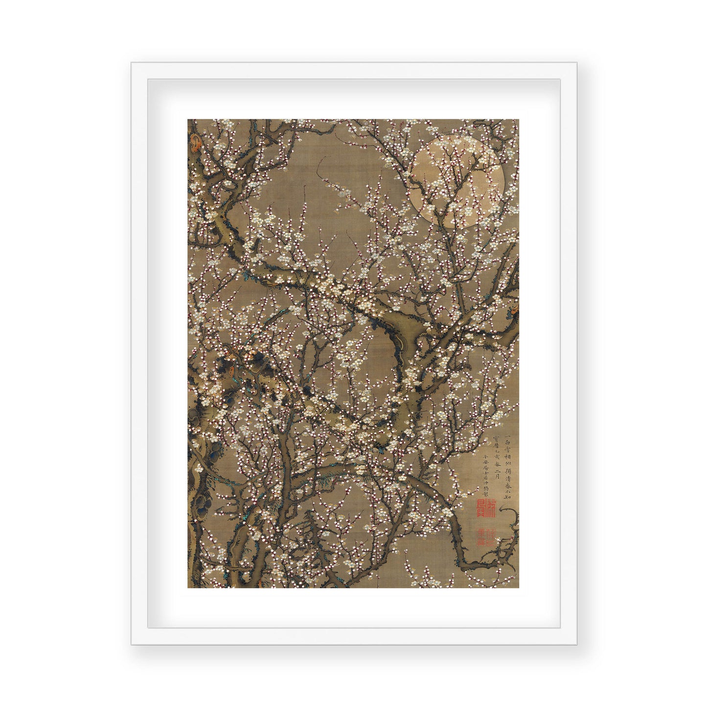 Ito Jakuchu - White Plum Blossoms and Moon