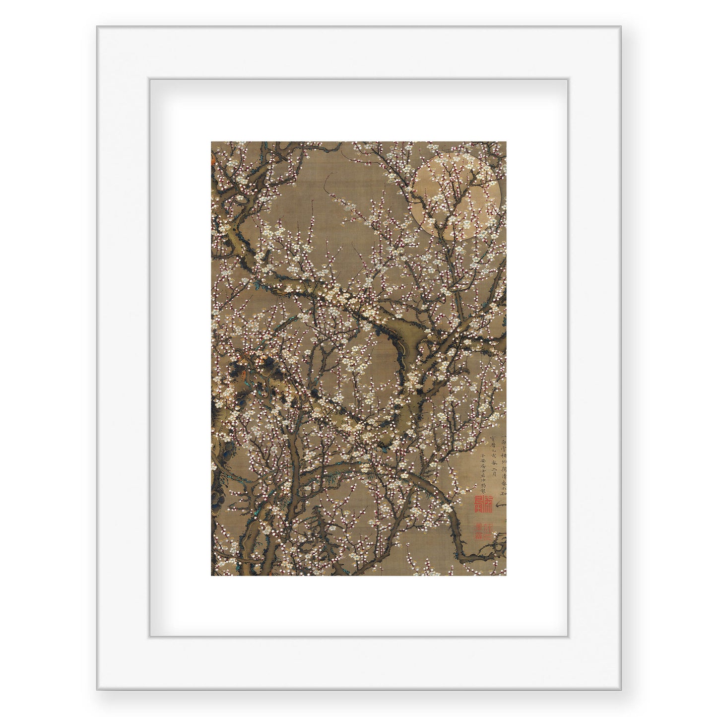 Ito Jakuchu - White Plum Blossoms and Moon