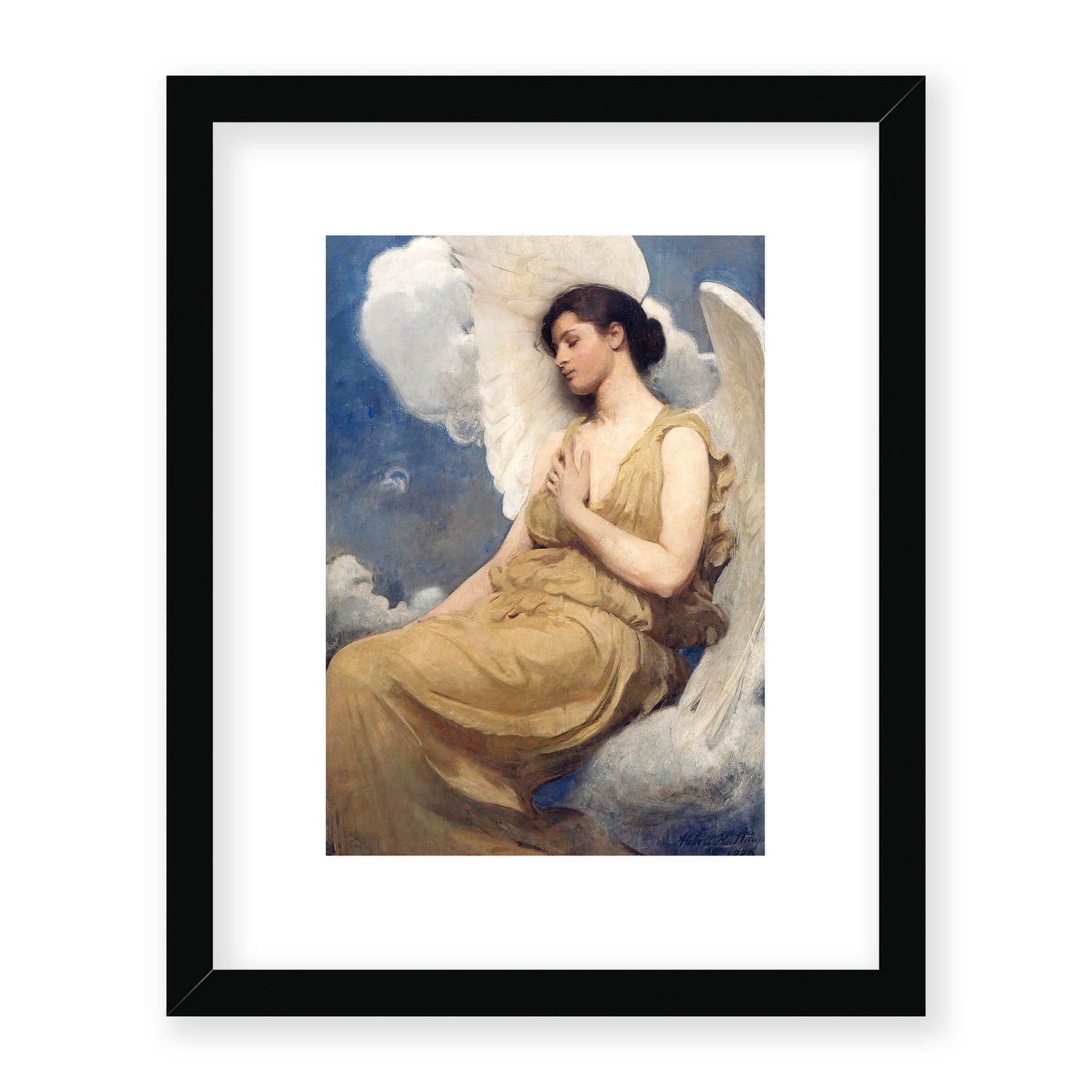 Abbott Handerson Thayer - Winged Figure. Black Framed and Mounted Print