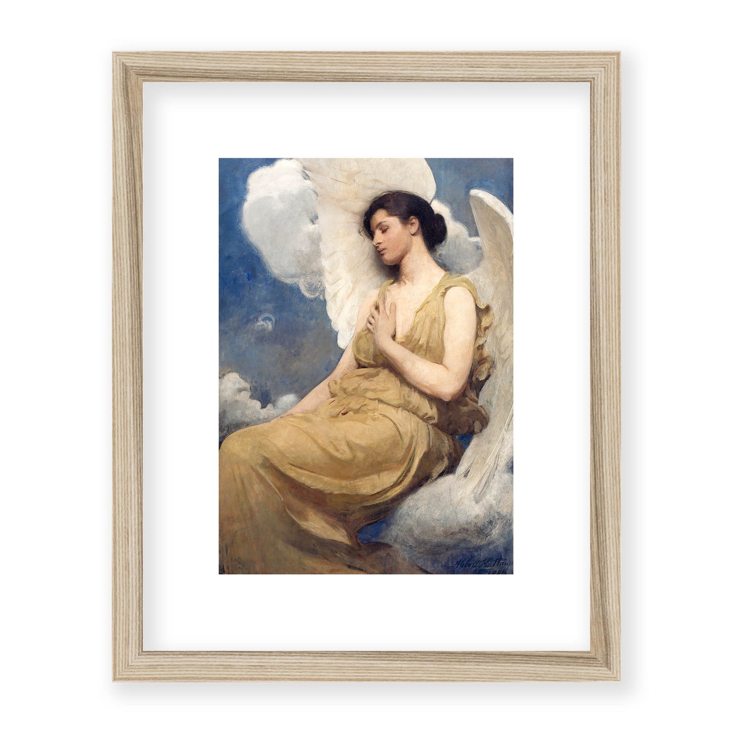 Abbott Handerson Thayer - Winged Figure. Natural Wood Framed and Mounted Print