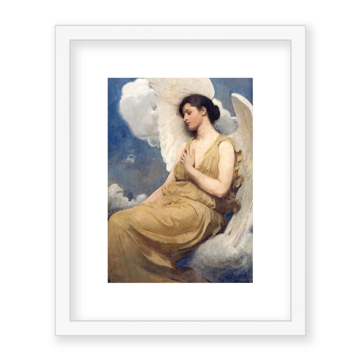 Abbott Handerson Thayer - Winged Figure. White Framed and Mounted Print