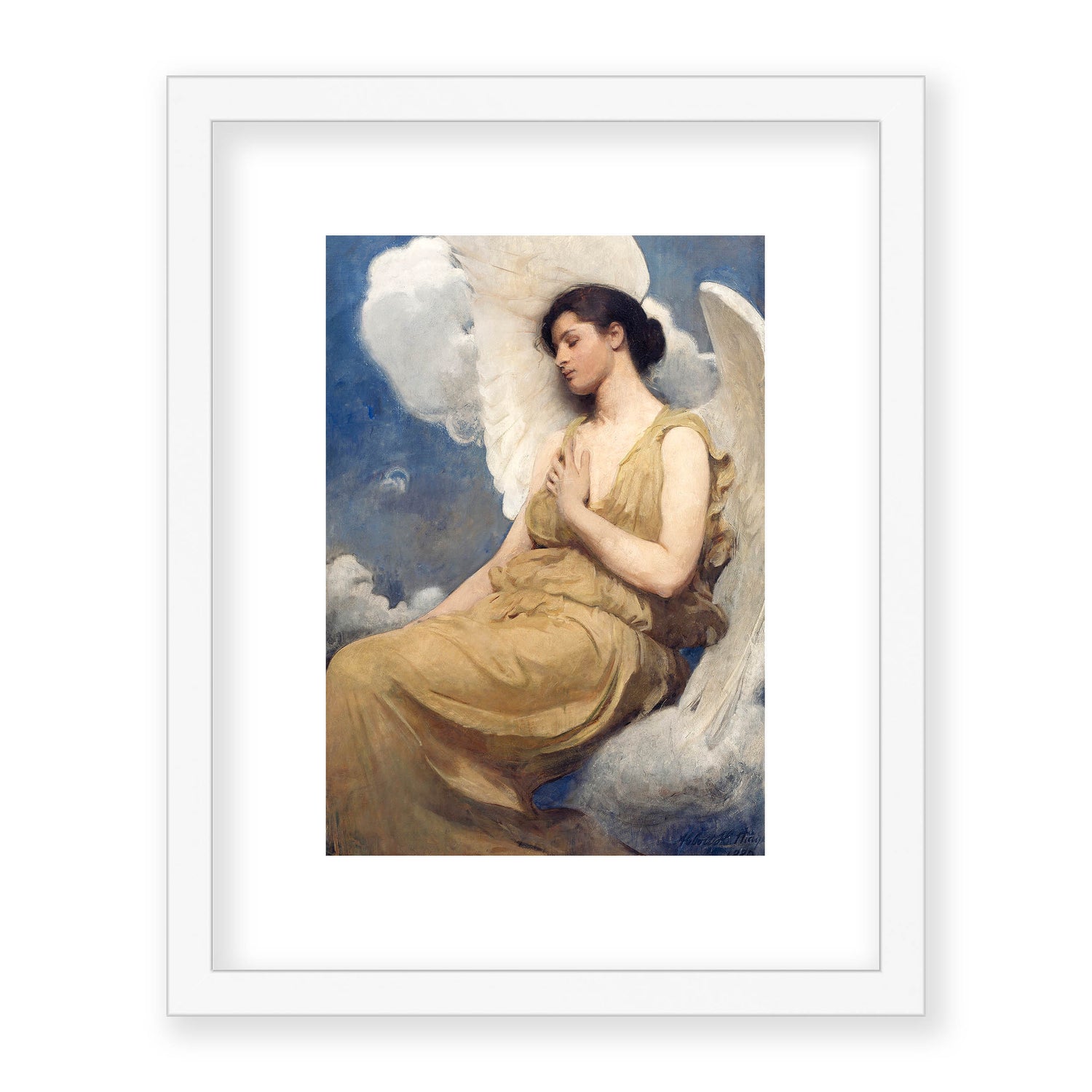 Abbott Handerson Thayer - Winged Figure. White Framed and Mounted Print