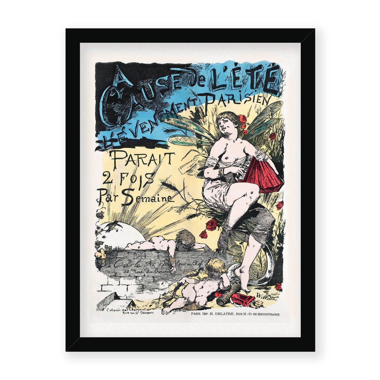 Adolphe Willette - Vintage Parisien Poster - Black Framed Print