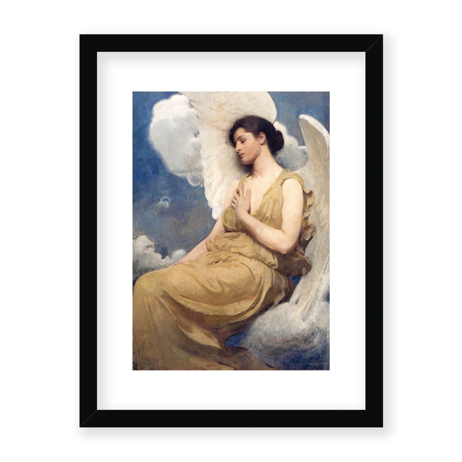 Abbott Handerson Thayer - Winged Figure. Black Framed and Mounted Print