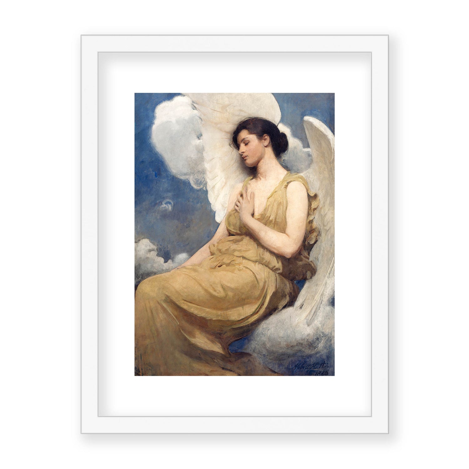Abbott Handerson Thayer - Winged Figure. White Framed and Mounted Print