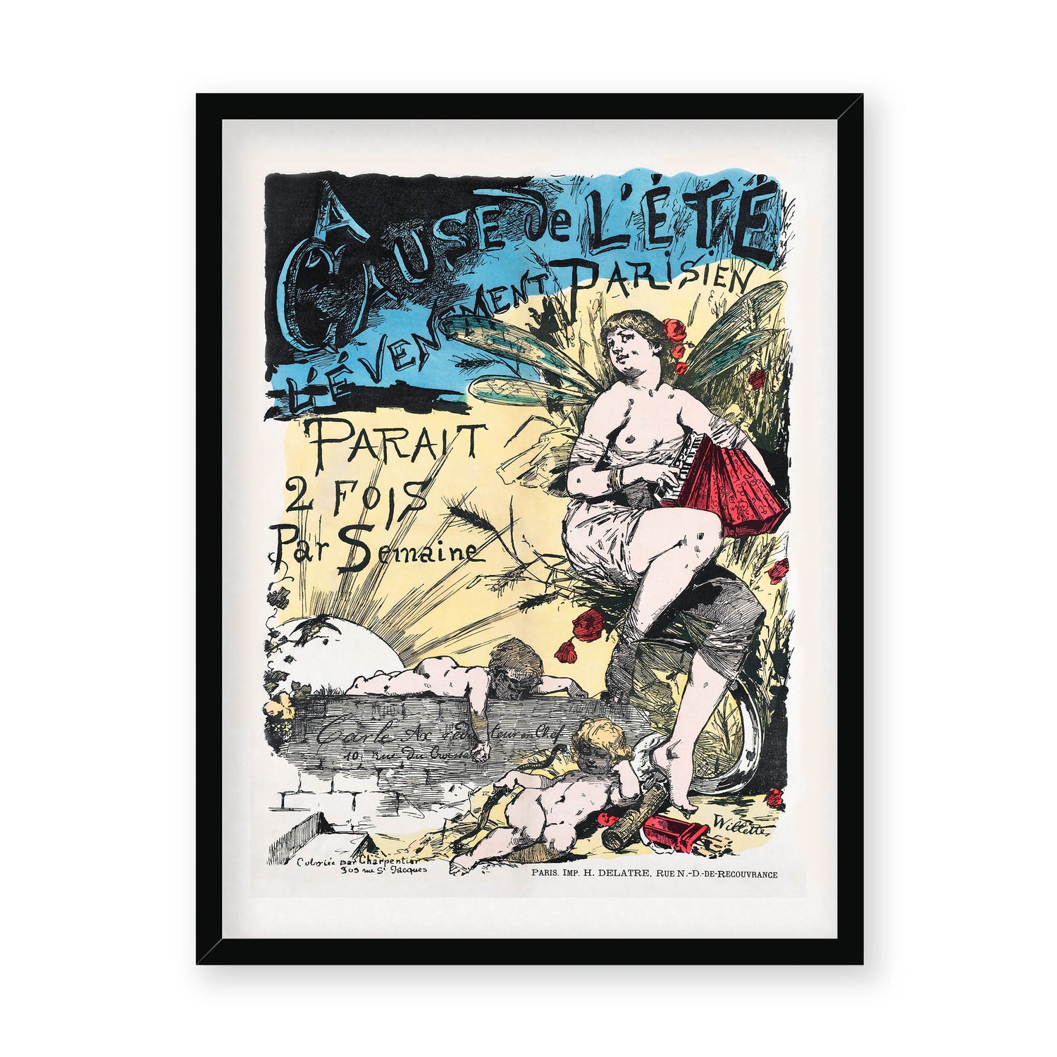 Adolphe Willette - Vintage Parisien Poster - Black Framed Print