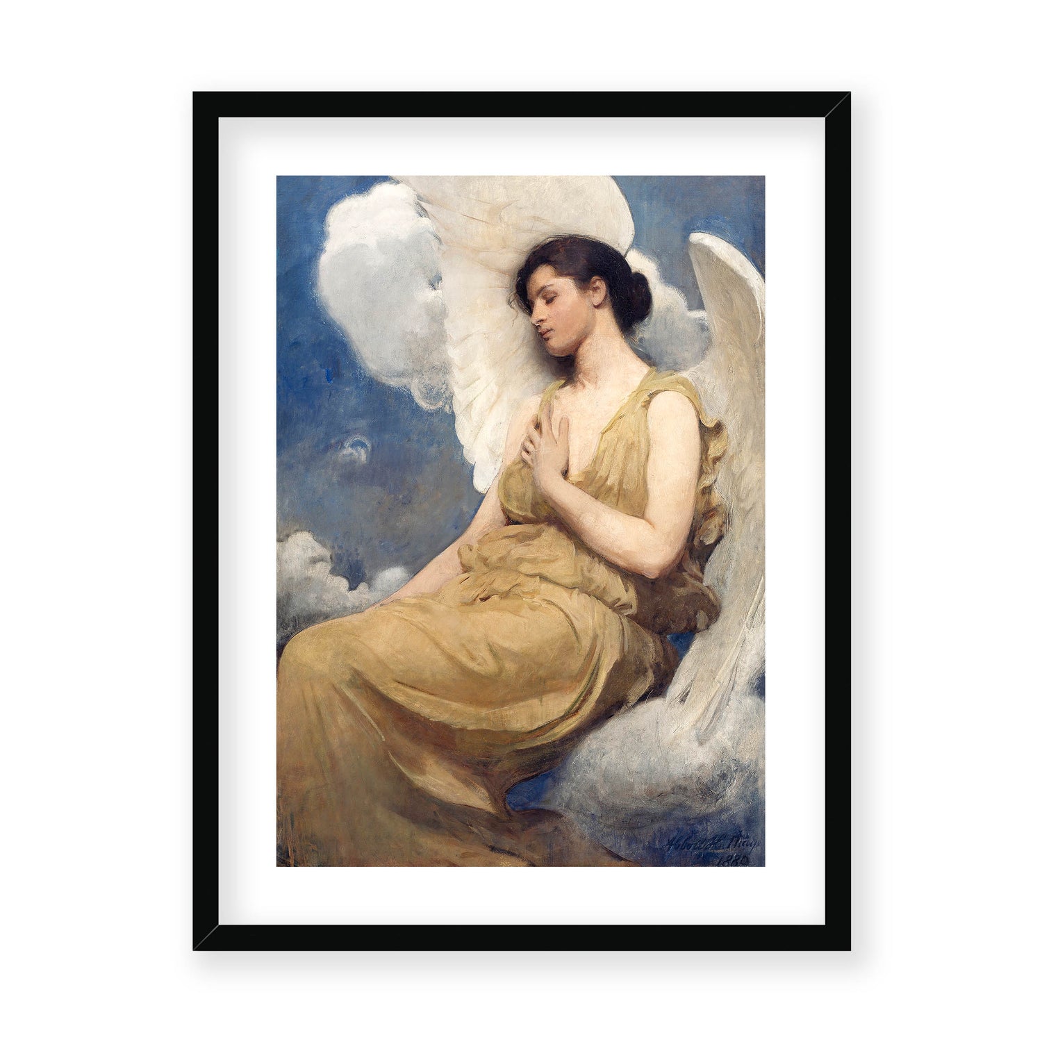 Abbott Handerson Thayer - Winged Figure. Black Framed and Mounted Print
