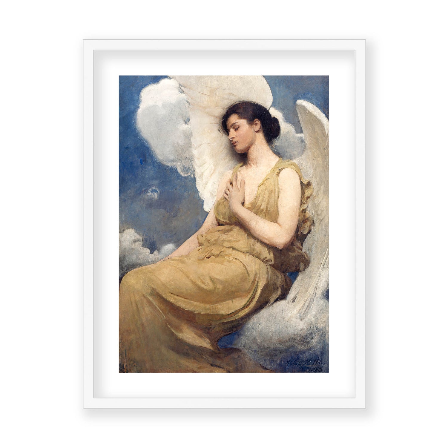 Abbott Handerson Thayer - Winged Figure. White Framed and Mounted Print