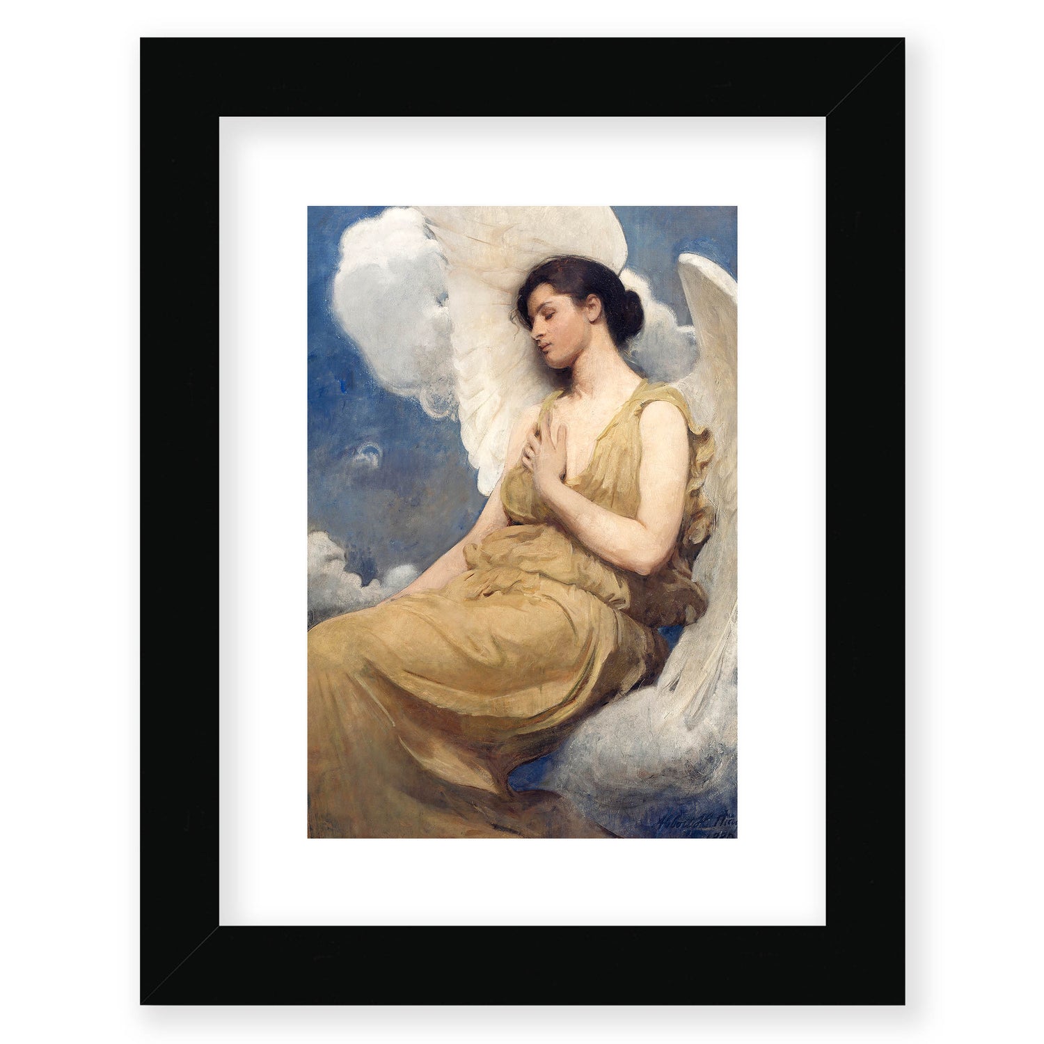 Abbott Handerson Thayer - Winged Figure. Black Framed and Mounted Print