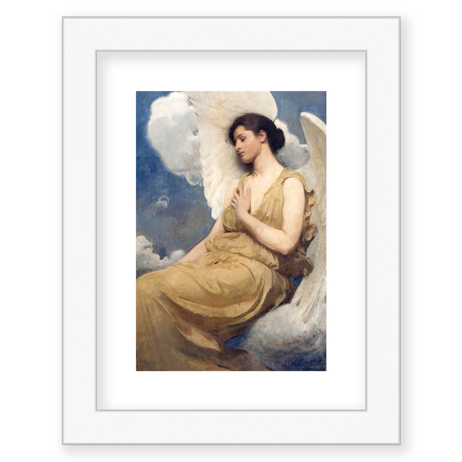 Abbott Handerson Thayer - Winged Figure. White Framed and Mounted Print