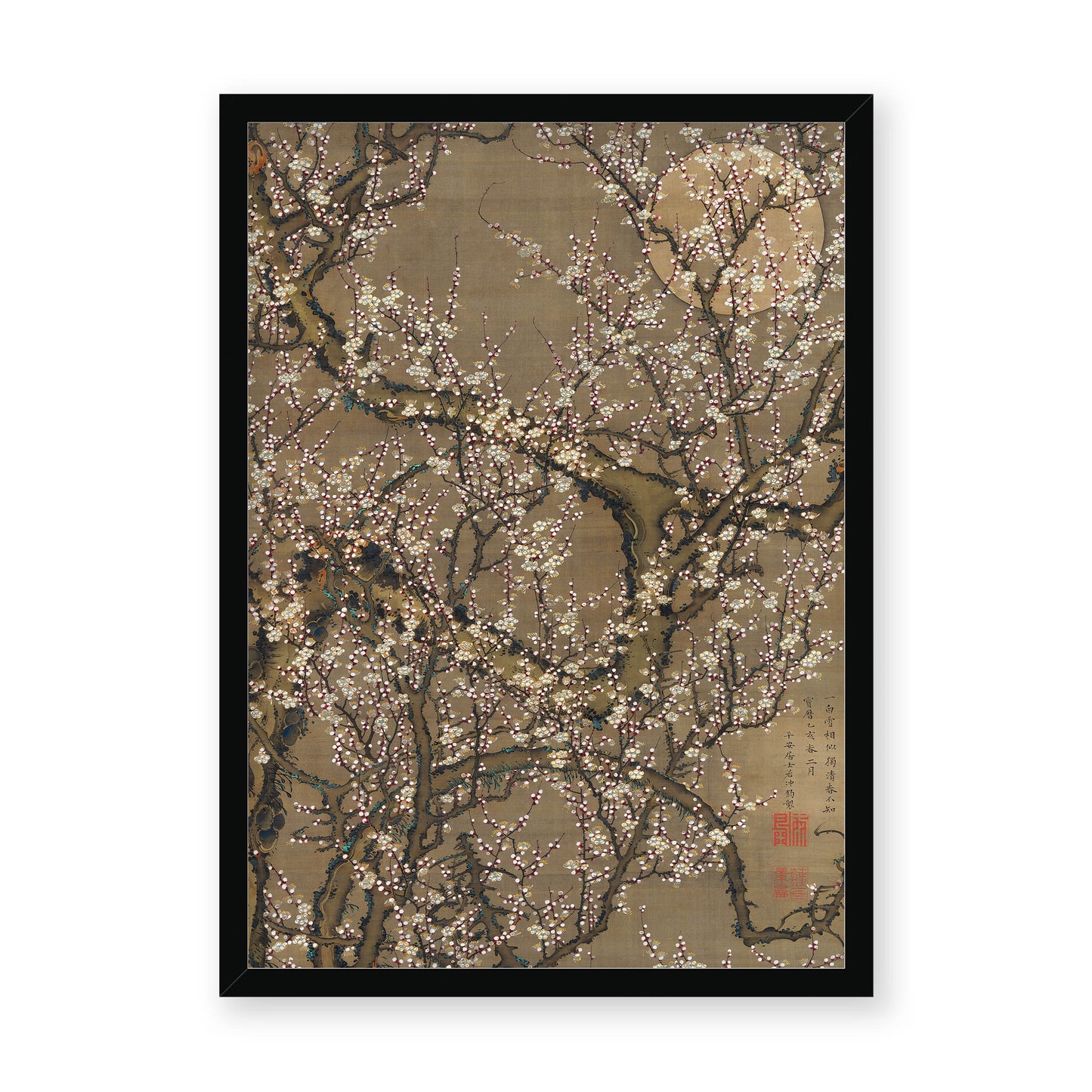 Ito Jakuchu - White Plum Blossoms and Moon