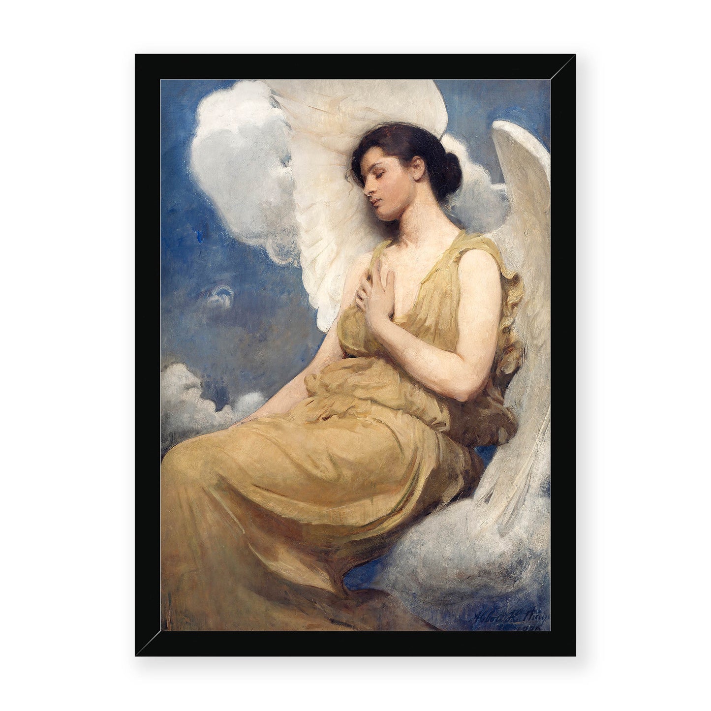 Abbott Handerson Thayer - Winged Figure. Black Framed Print