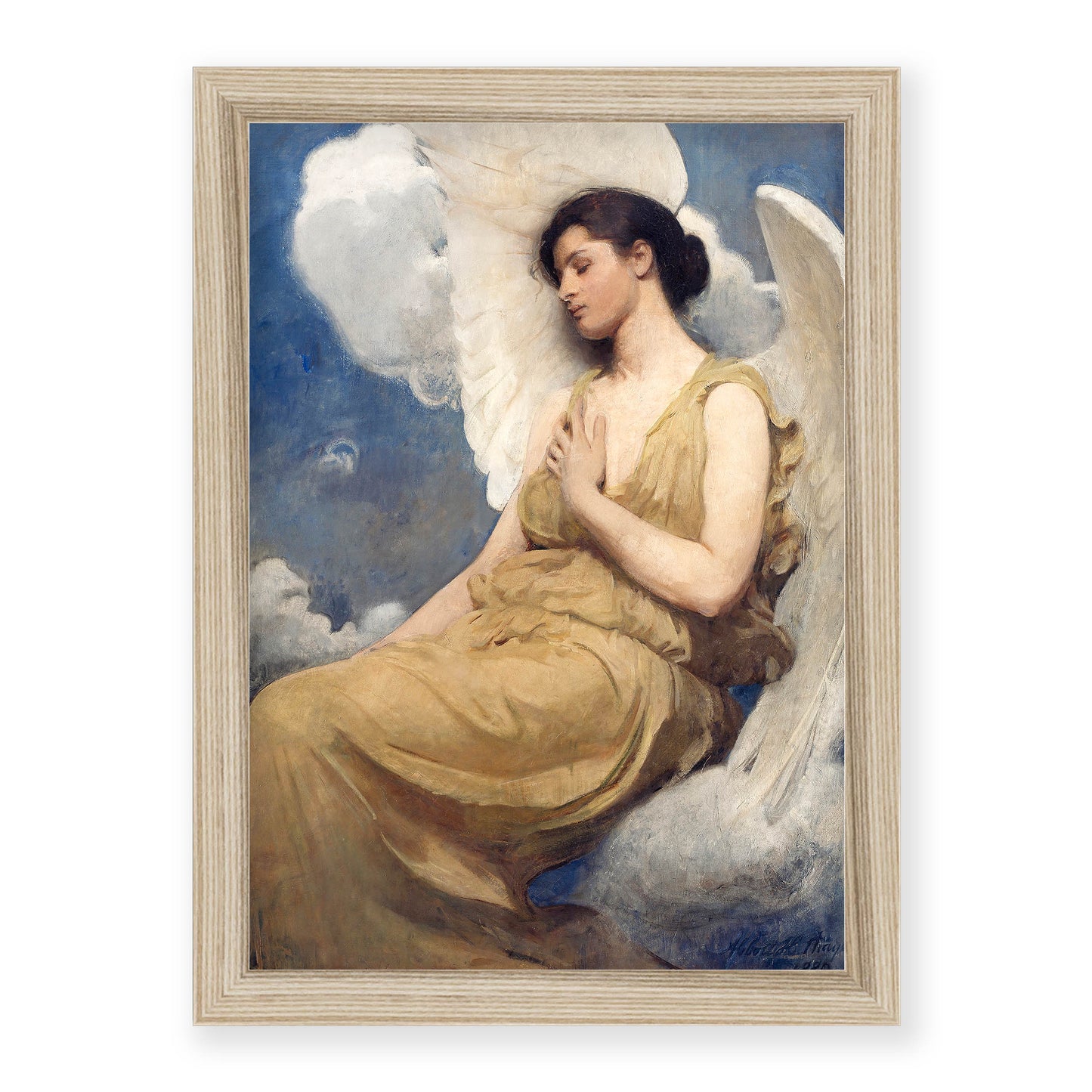 Abbott Handerson Thayer - Winged Figure. Natural Framed Print