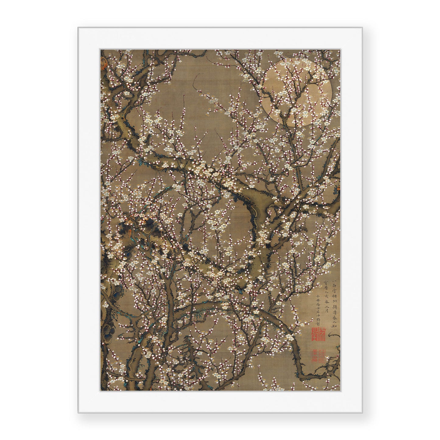 Ito Jakuchu - White Plum Blossoms and Moon