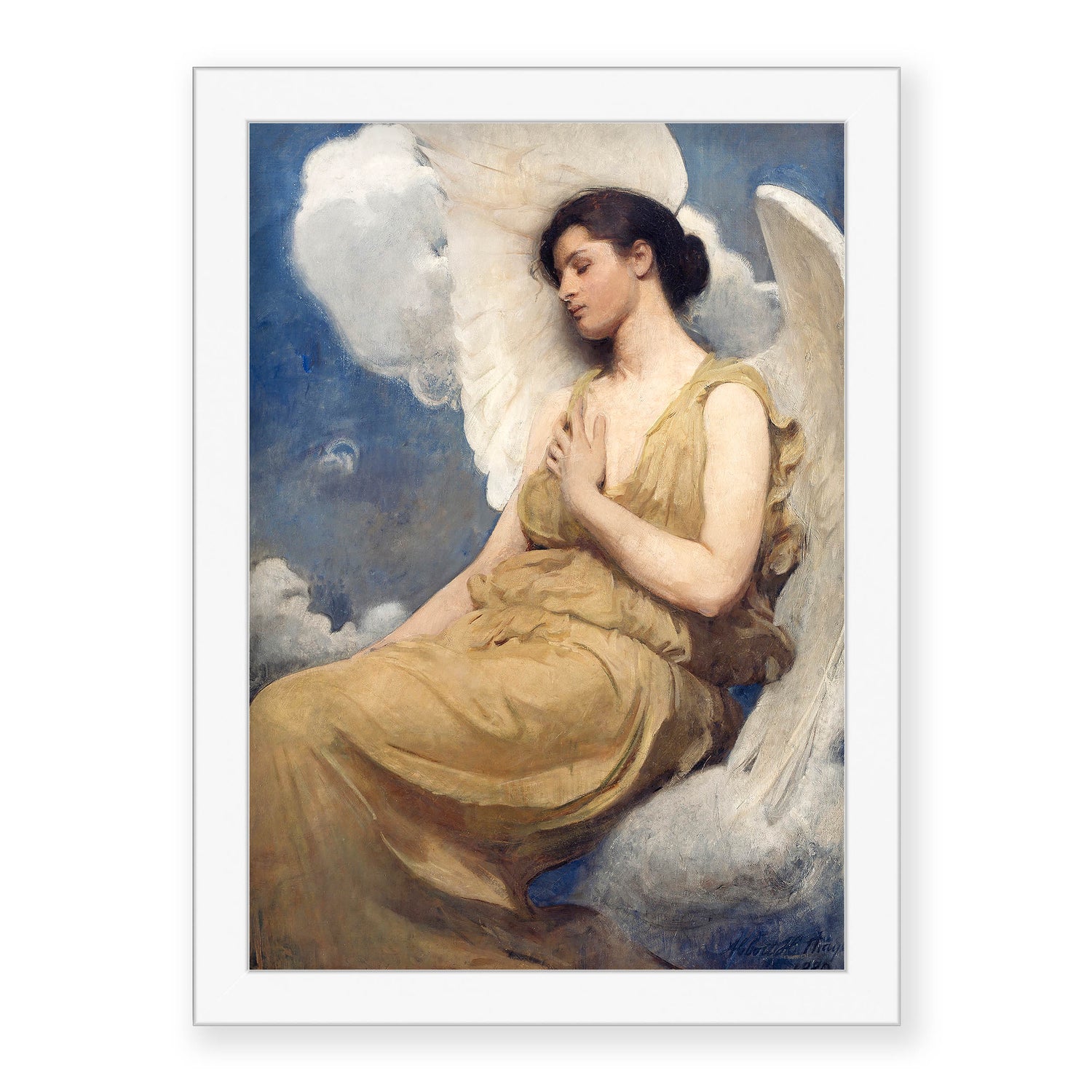 Abbott Handerson Thayer - Winged Figure. White Framed Print