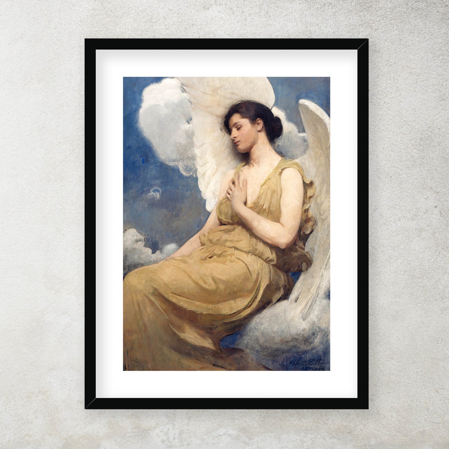 Abbott Handerson Thayer - Winged Figure. Black Framed and Mounted Print