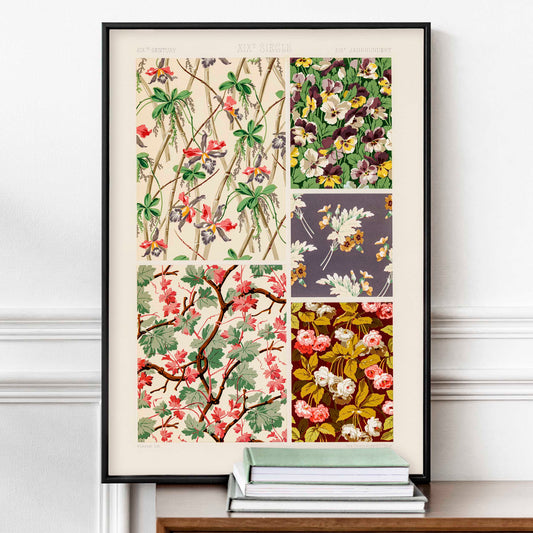 Albert Racinet - 19th Century pattern from L'ornement Polychrome - Black Framed Print