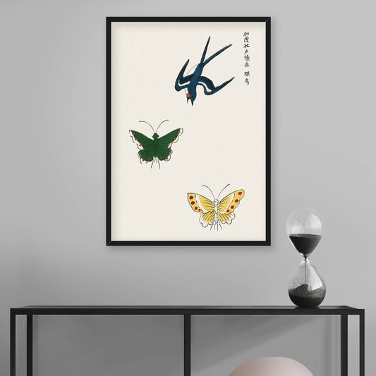 Taguchi Tomoki - Swallow and butterflies from Yatsuo no tsubaki