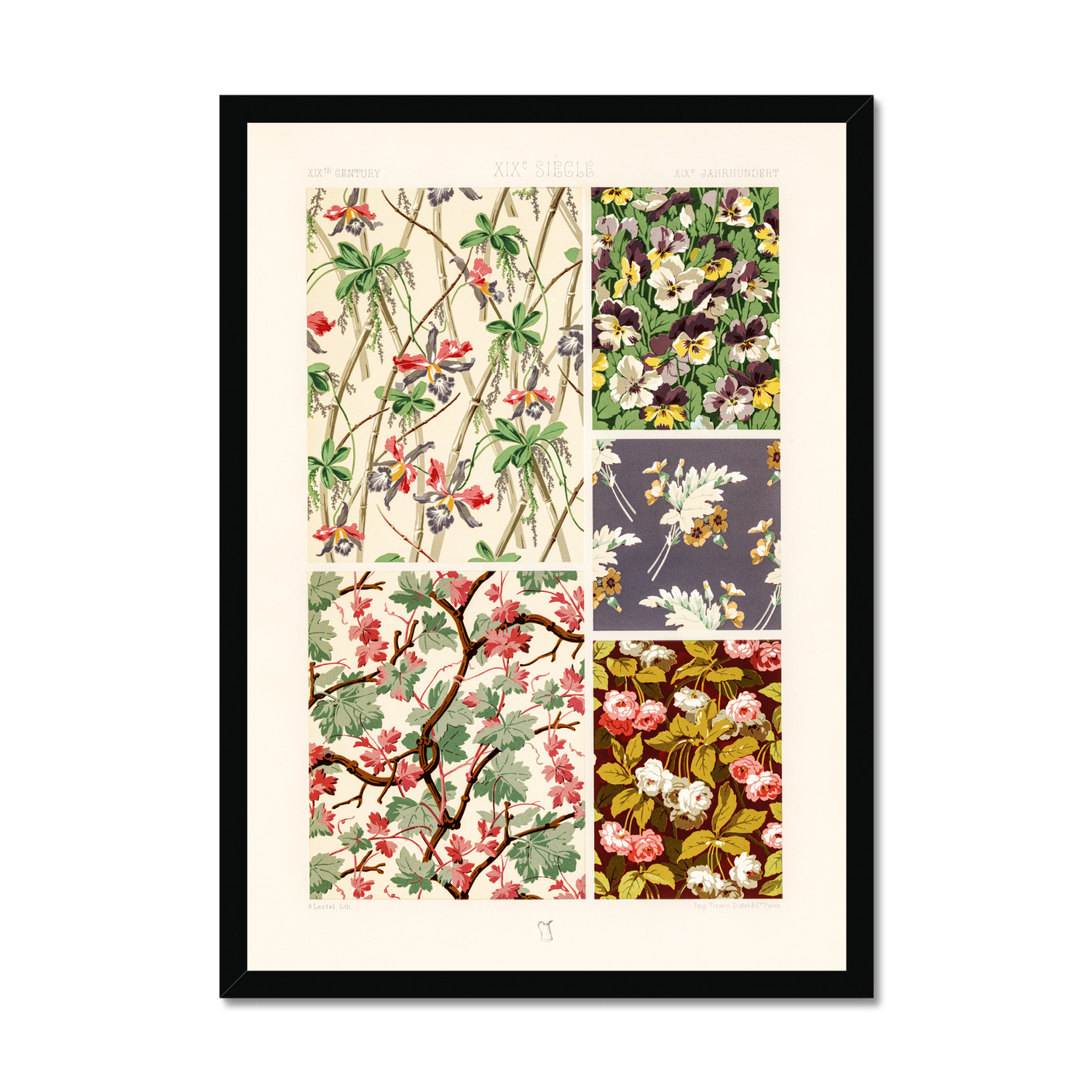 Albert Racinet - 19th Century pattern from L'ornement Polychrome - Black Framed Print