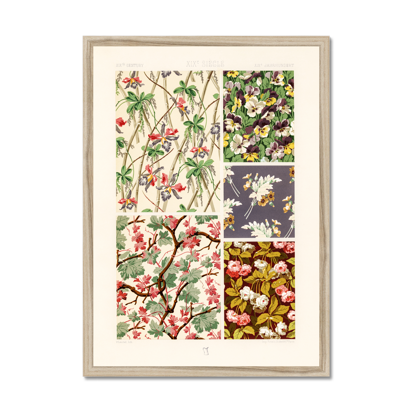 Albert Racinet - 19th Century pattern from L'ornement Polychrome - Natural Wood Framed Print