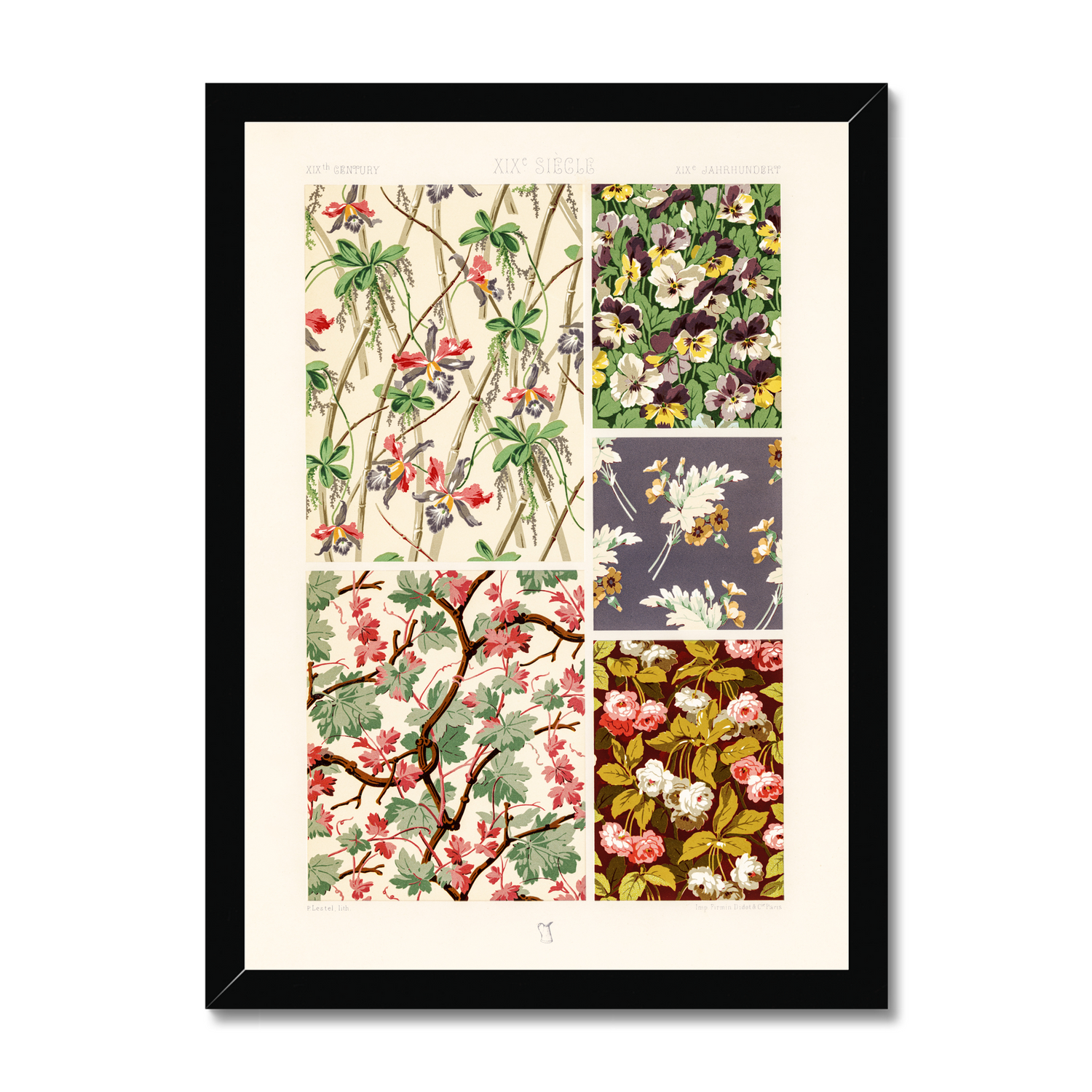 Albert Racinet - 19th Century pattern from L'ornement Polychrome - Black Framed Print