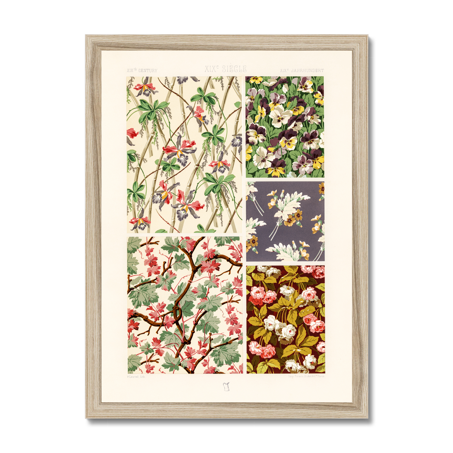 Albert Racinet - 19th Century pattern from L'ornement Polychrome - Natural Wood Framed Print