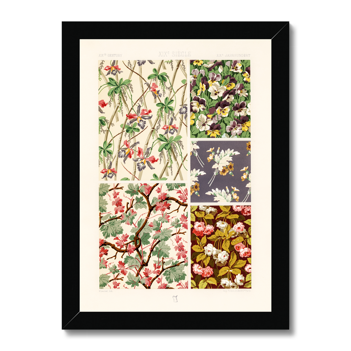 Albert Racinet - 19th Century pattern from L'ornement Polychrome - Black Framed Print