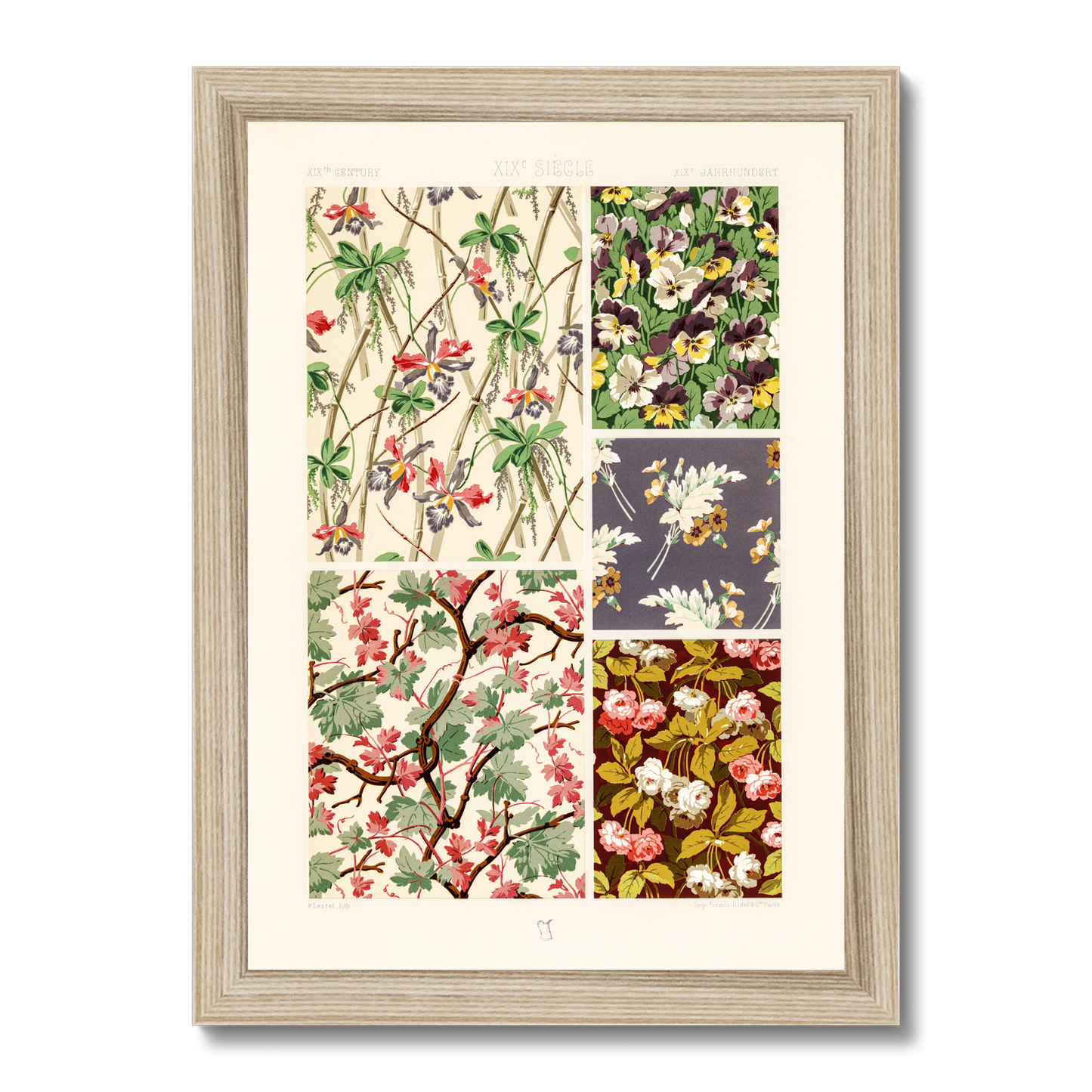 Albert Racinet - 19th Century pattern from L'ornement Polychrome - Natural Wood Framed Print