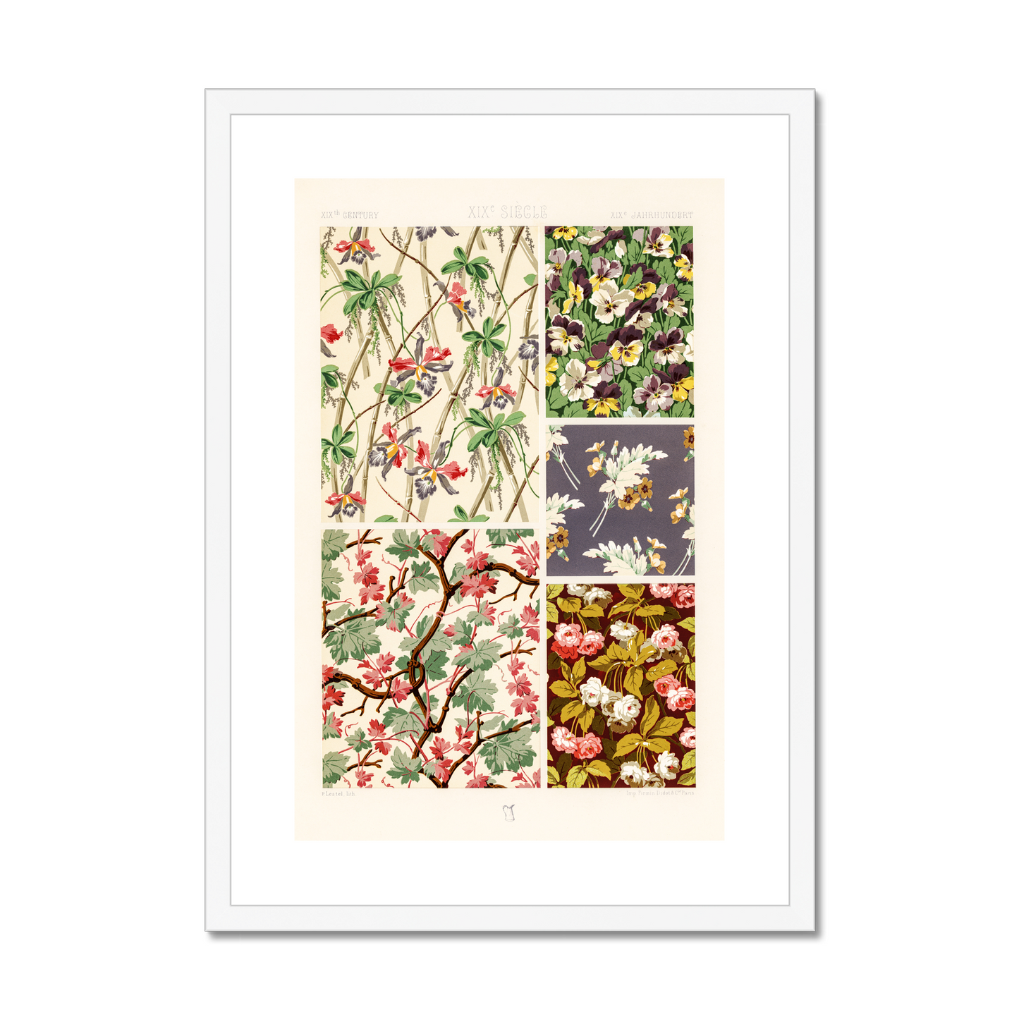 Albert Racinet - 19th Century pattern from L'ornement Polychrome - White Framed and Mounted Print